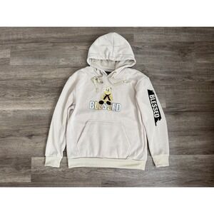 CR24 Blessed Teddy Bear Graphic Hoodie Cream Sweatshirt Size Men's Large